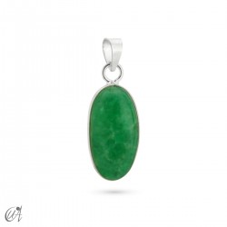 Colgante óvalo básico de piedra natural y plata - Zafiro verde