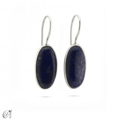 Stone and silver earrings, basic oval model - Lapis Lazuli