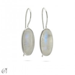 Stone and silver earrings, basic oval model - Moonstone