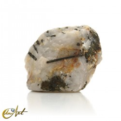 Green tourmaline on quartz matrix