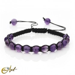 Pulsera de piedras semipreciosas estilo macramé - Amatista, 6 mm