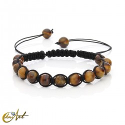 Macramé style semi-precious stone bracelet - Tiger Eye, 6 mm