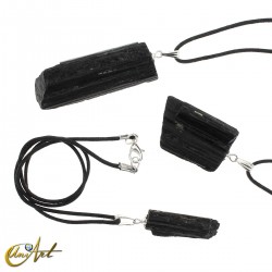 Pack of 10 black tourmaline raw pendants or keychains - Pendant