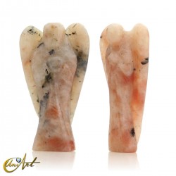 Ángel del dinero de jaspe rojo, obsidiana caoba o piedra sol, representa al Arcángel Uriel - Piedra Sol