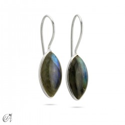 Silver earrings with stone, basic marquise model - Labradorite