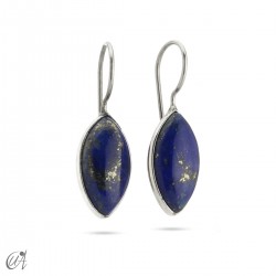 Pendientes de plata con piedra, modelo marquesa básico - Lapislázuli