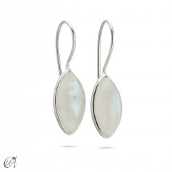 Silver earrings with stone, basic marquise model - Moonstone