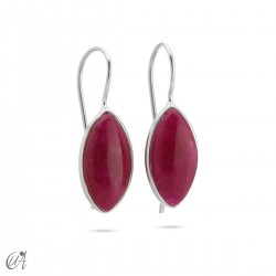 Silver earrings with stone, basic marquise model - Ruby