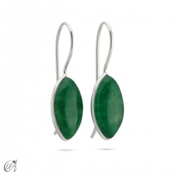 Pendientes de plata con piedra, modelo marquesa básico - Zafiro verde