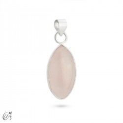 Silver and Stone Pendant, Basic Marquise Model - Rose Quartz