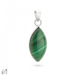 Colgante de plata y piedra, modelo marquesa básico - Malaquita