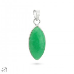 Silver and Stone Pendant, Basic Marquise Model - Green sapphire