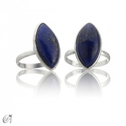 Silver and Stone Ring, Basic Marquise Model - Lapis Lazuli, 12