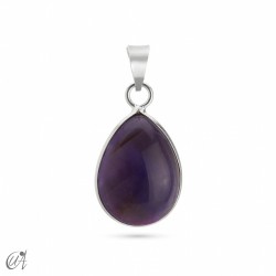 Gemstone in sterling silver - basic teardrop pendant - Amethyst