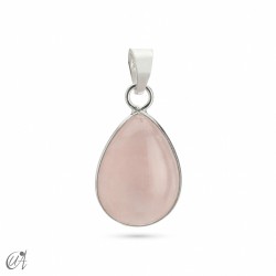 Gemstone in sterling silver - basic teardrop pendant - Rose Quartz