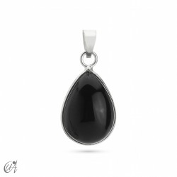 Gemstone in sterling silver - basic teardrop pendant - Onyx