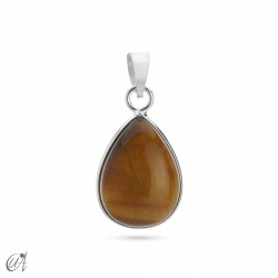 Gemstone in sterling silver - basic teardrop pendant - Tiger Eye