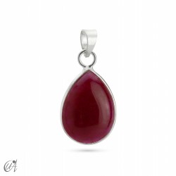 Gemstone in sterling silver - basic teardrop pendant - Ruby