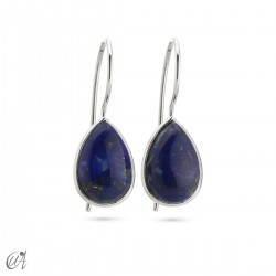 Stones with 925 silver -basic teardrop earrings - Lapis Lazuli