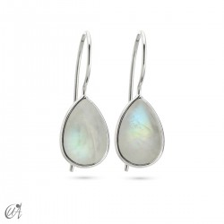 Stones with 925 silver -basic teardrop earrings - Moonstone