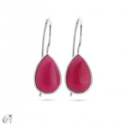 Stones with 925 silver -basic teardrop earrings - Ruby