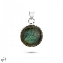 Colgante redondo básico de piedra y plata - Labradorita