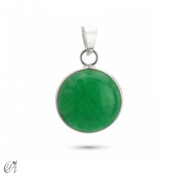 Colgante redondo básico de piedra y plata - Zafiro verde
