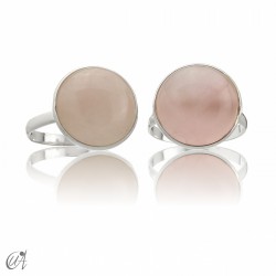 925 Silver ring with natural stone, basic round model - Rose Quartz, 12