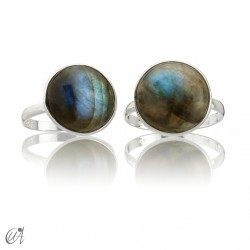 925 Silver ring with natural stone, basic round model - Labradorite, 12