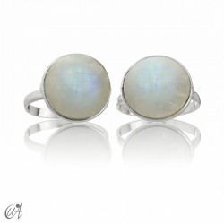 925 Silver ring with natural stone, basic round model - Moonstone, 12