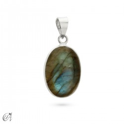 Basic oval stone and silver pendant - Labradorite
