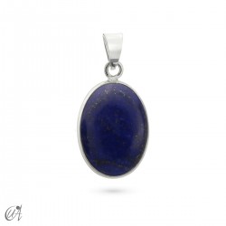Basic oval stone and silver pendant - Lapis Lazuli