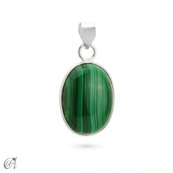 Colgante oval básico de piedra y plata - Malaquita