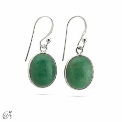 Pendientes de plata y gemas naturales, modelo oval básico - Zafiro verde