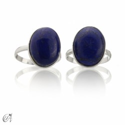 Basic oval ring, 925 silver with semi-precious stone - Lapis Lazuli, 12