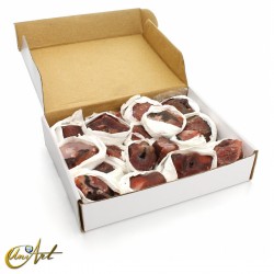 Carneola en bruto, caja con un kilo