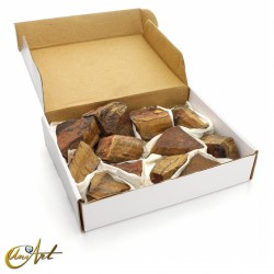Box with one kilogram of rough Tiger Eye