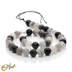 Cuentas redondas de cuarzo turmalinado - 10 mm