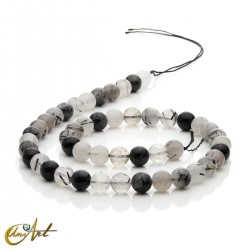 Cuentas redondas de cuarzo turmalinado - 8 mm