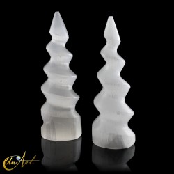 Spiral Tower of White Selenite - 15 cm