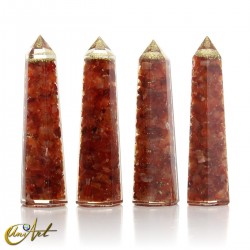 Orgonite in pointed shape, 10 cm - Carnelian