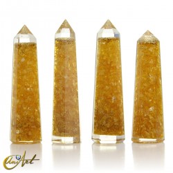 Orgonite in pointed shape, 10 cm - Yellow Quartz