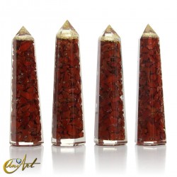 Orgonite in pointed shape, 10 cm - Red Jasper