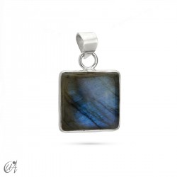 925 silver basic square pendant with natural stone - Labradorite