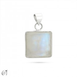 925 silver basic square pendant with natural stone - Moonstone