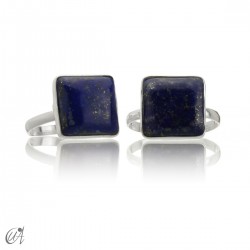 Anillo de piedra natural y plata modelo cuadrado básico - Lapislázuli, 16