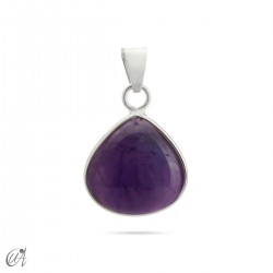 Basic pear pendant with sterling silver and  natural stones - Amethyst