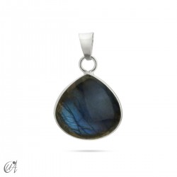Basic pear pendant with sterling silver and  natural stones - Labradorite