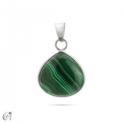 Basic pear pendant with sterling silver and  natural stones - Malachite
