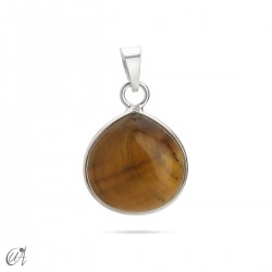 Basic pear pendant with sterling silver and  natural stones - Tiger Eye
